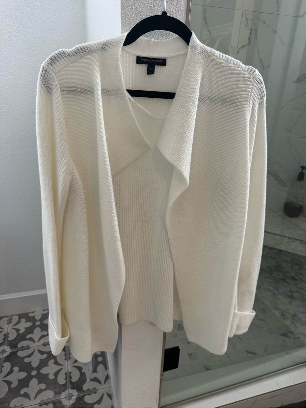 Banana Republic Cream Open-Front Draped Cardigan